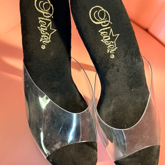 Pleaser 8" Flamingo #801- Clear & White UV Slides - Size 9 - Picture 2 of 6